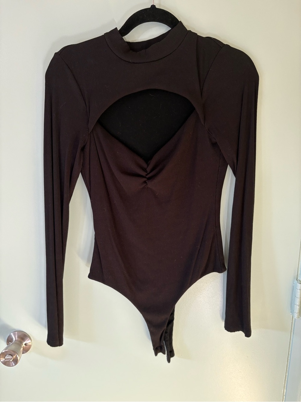 Lulu's Black Long-Sleeve Cutout Bodysuit
